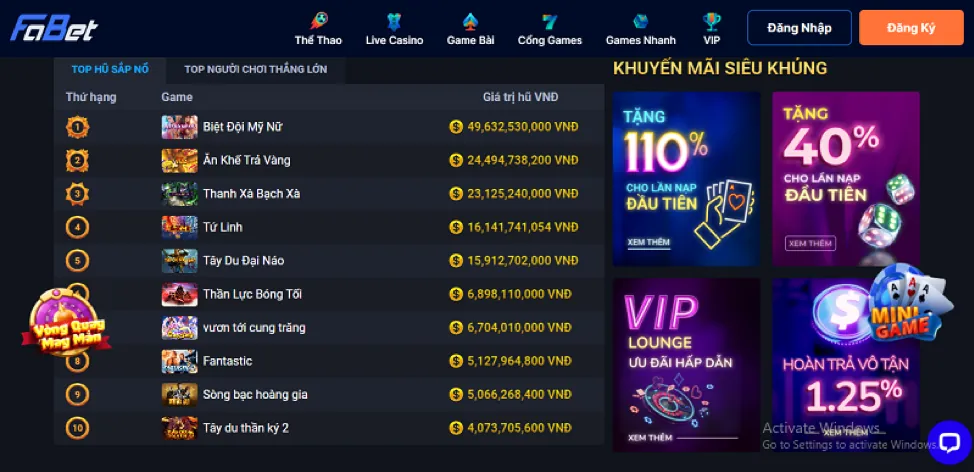 Người chơi may mắn thắng jackpot